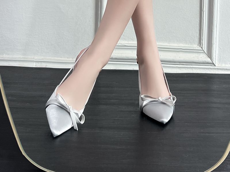 Bow Stiletto Heel Slingback Pumps