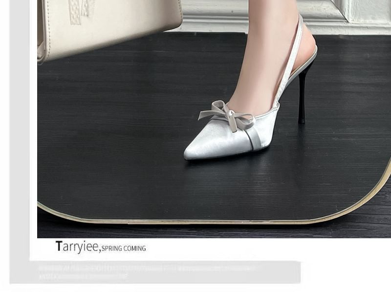 Bow Stiletto Heel Slingback Pumps