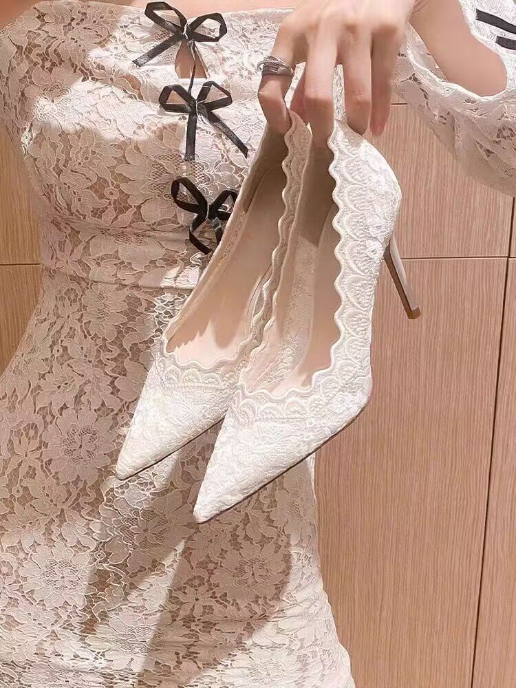 Lace Pumps Heel Stiletto
