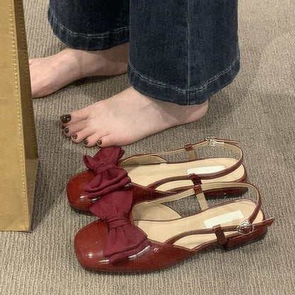 Bow Low Sandals Slingback Heel