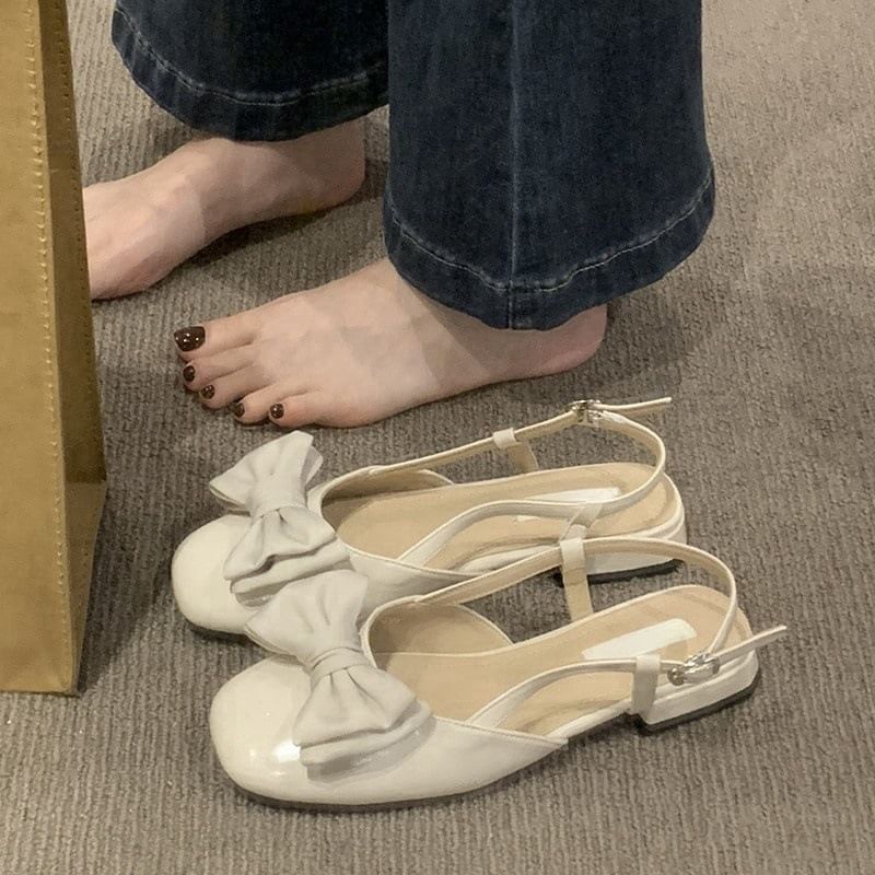 Bow Low Sandals Slingback Heel