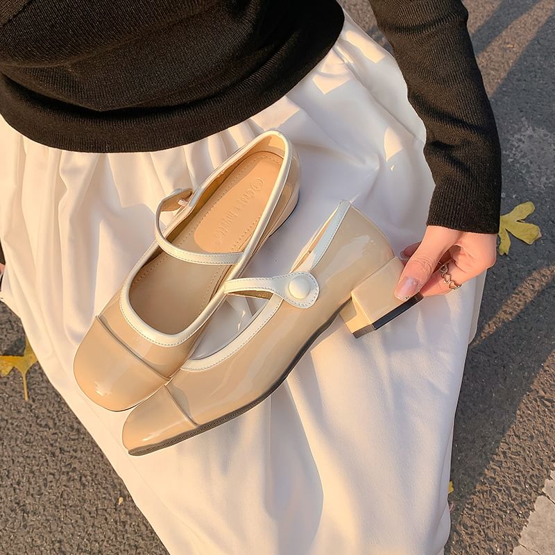 Contrast Block Mary Trim Heel Pumps Jane