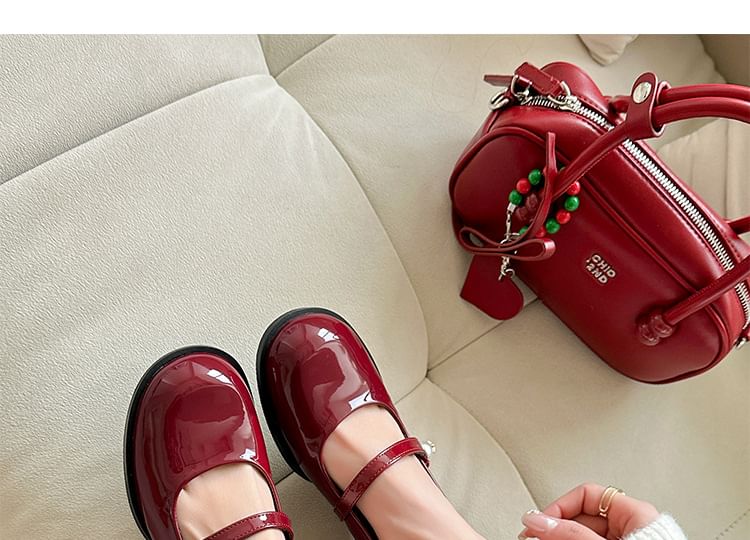 Round Jane Mary Block Toe Heel Pumps