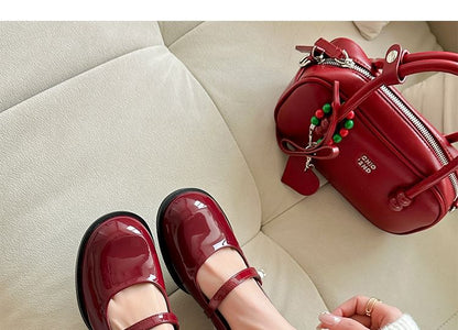 Round Jane Mary Block Toe Heel Pumps