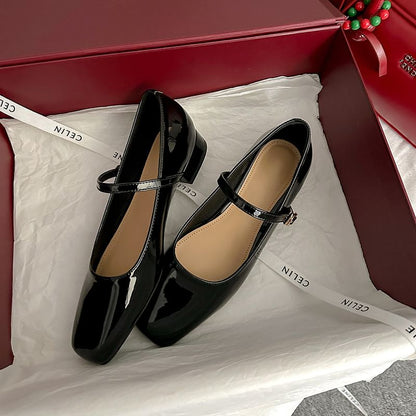 Heel Shoes Jane Square Chunky Mary Toe