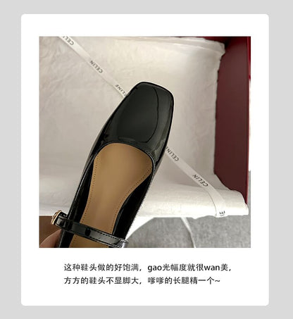 Heel Shoes Jane Square Chunky Mary Toe