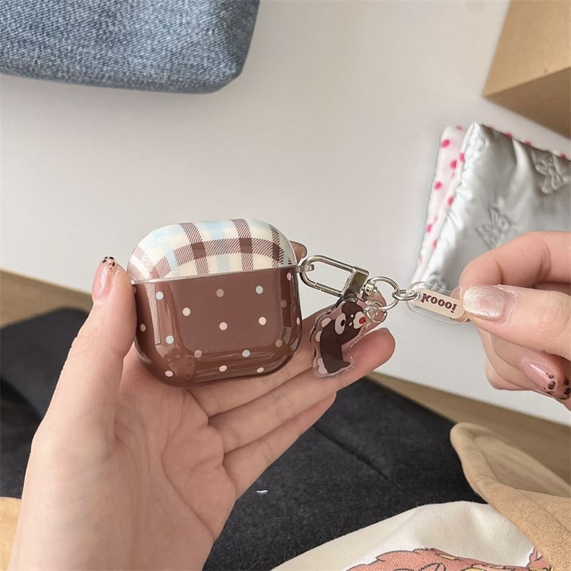 Charm Pro / Earphone Polka Set Skin AirPods Case Plaid Dot