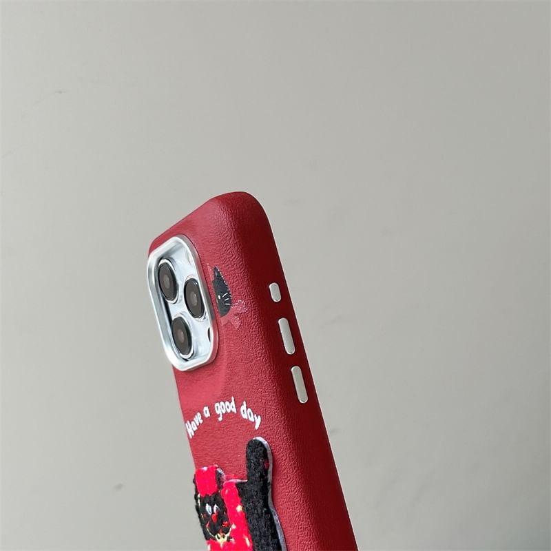 Case Phone Cat Embroidered