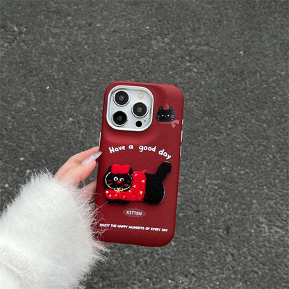 Case Phone Cat Embroidered