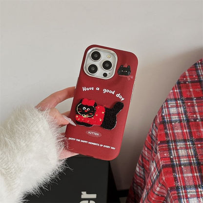 Case Phone Cat Embroidered