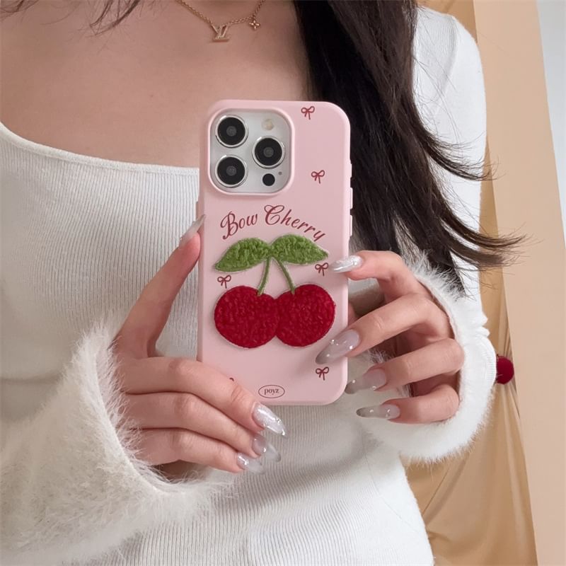 Case Cherry Phone Embroidered
