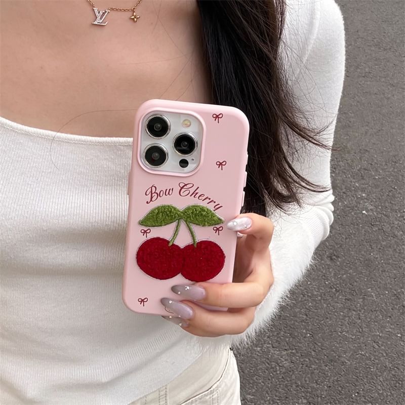 Case Cherry Phone Embroidered