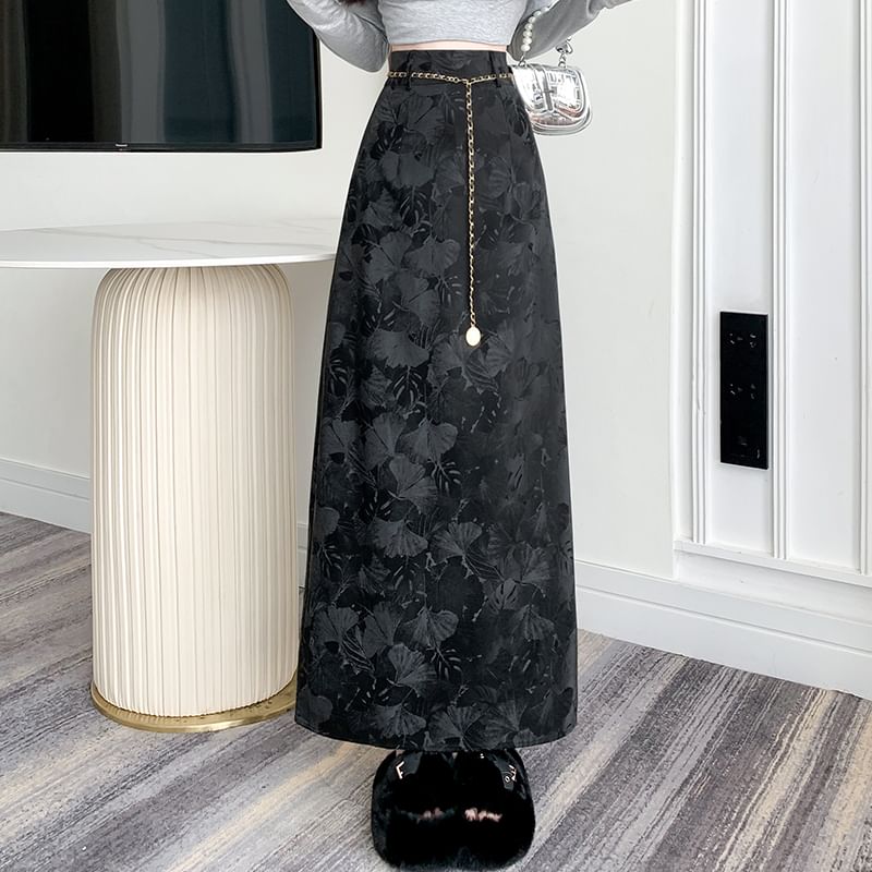 Floral Rise Midi High Skirt A-Line