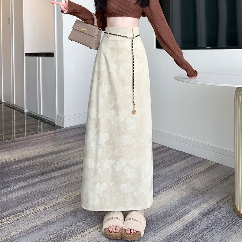 Floral Rise Midi High Skirt A-Line