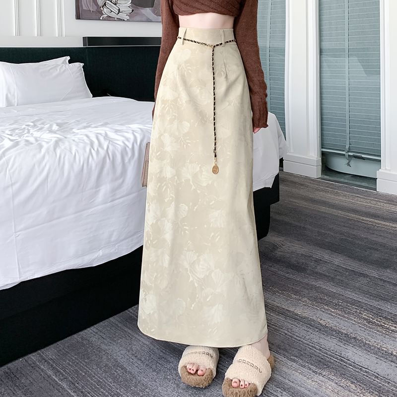 Floral Rise Midi High Skirt A-Line