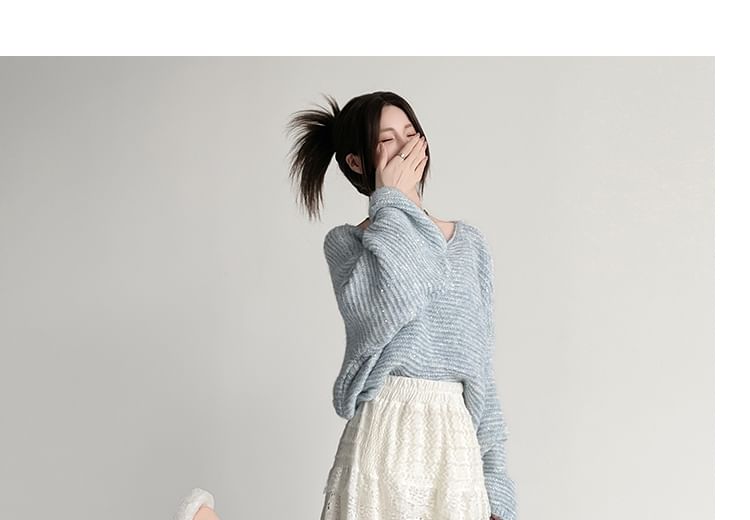 Midi Lace Waist Skirt Panel A-Line High Plain