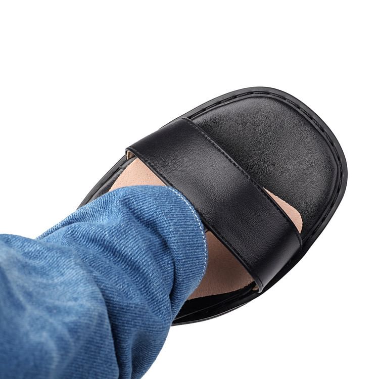 Heel Short Washed Thong Denim Boots Block