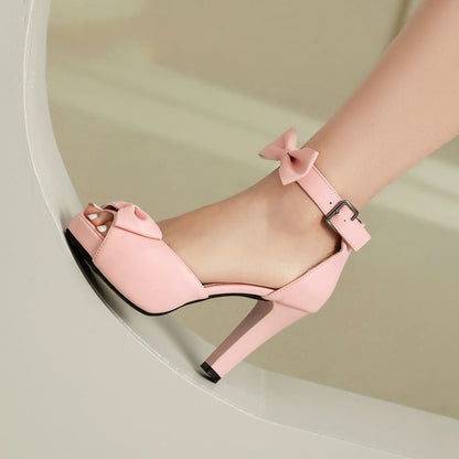 Heel Detail High Sandals Bow