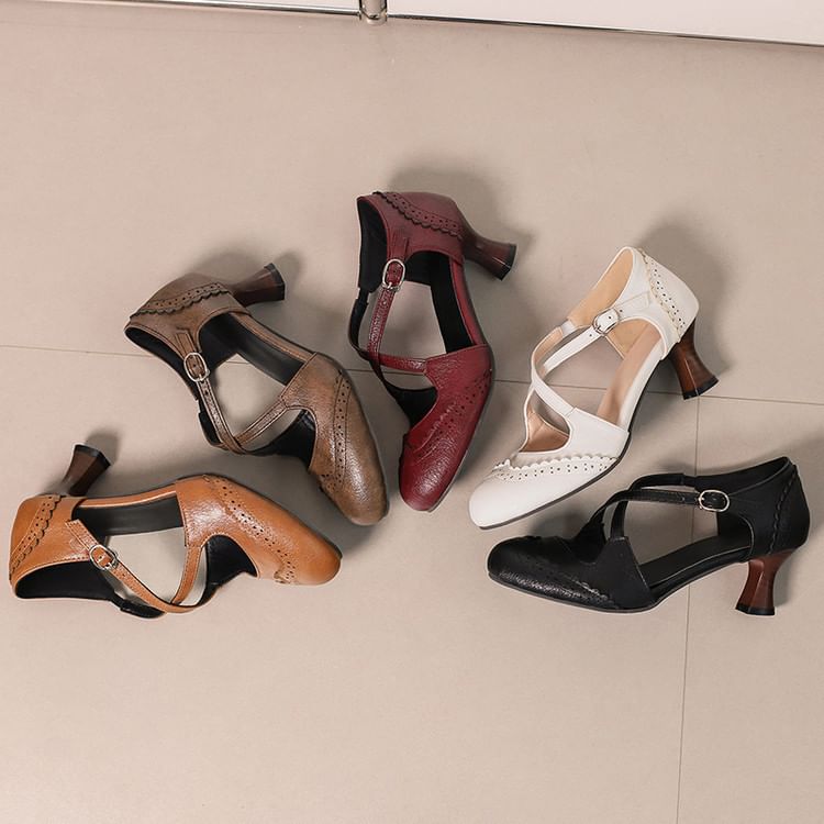 Brogue Sandals D'Orsay Low Heel