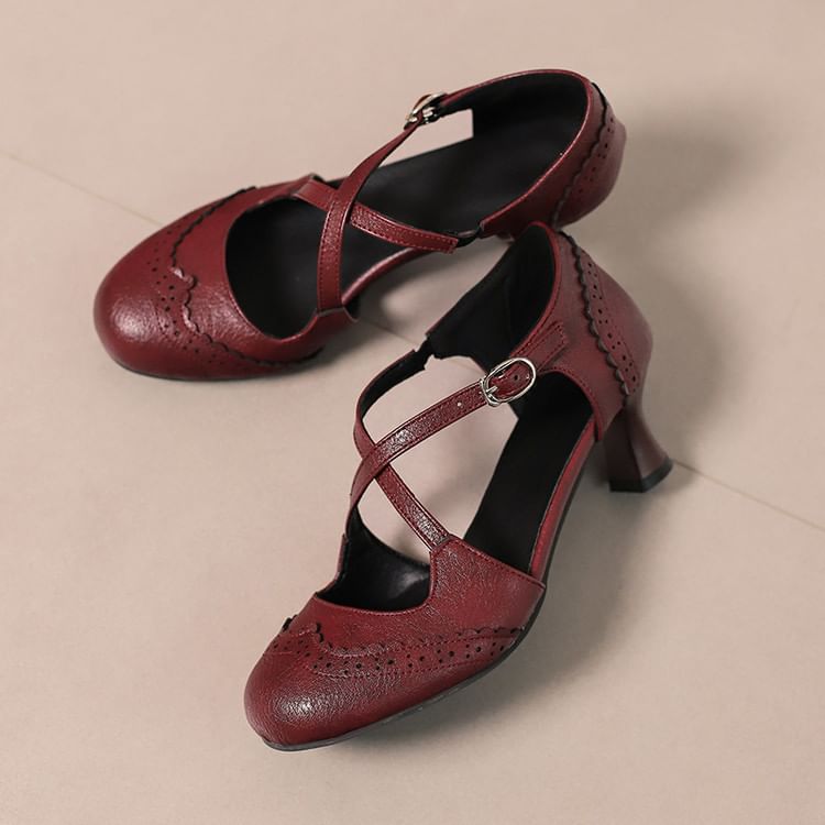 Brogue Sandals D'Orsay Low Heel