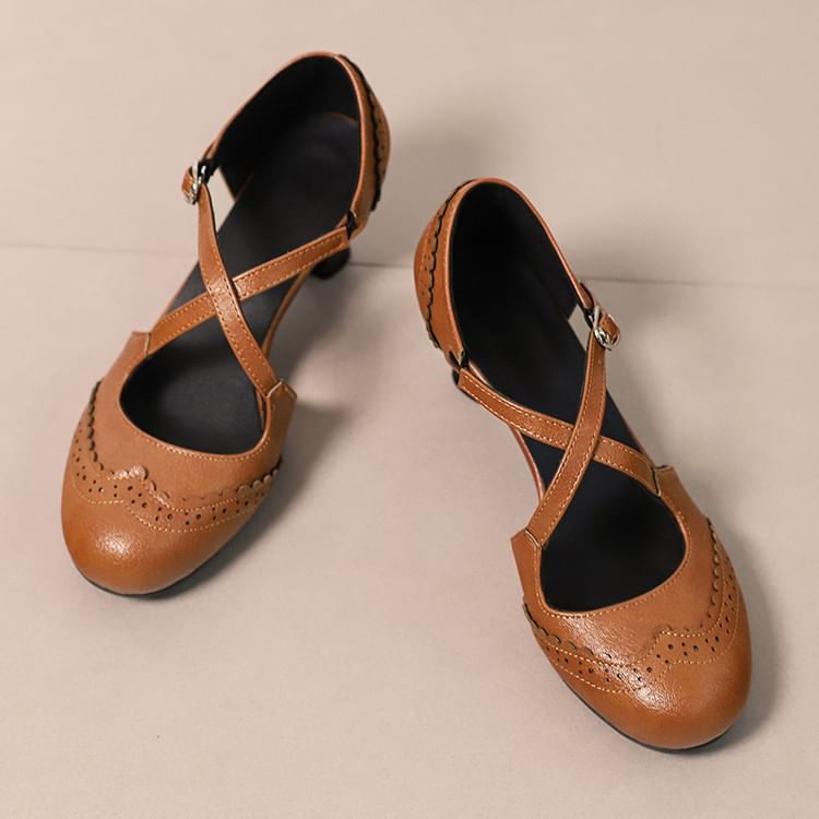 Brogue Sandals D'Orsay Low Heel