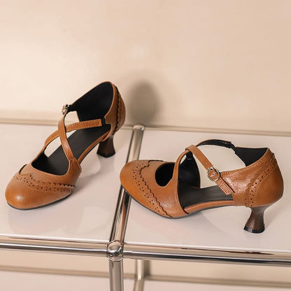 Brogue Sandals D'Orsay Low Heel