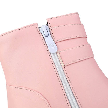 Peep-Toe Heel Short Boots High Plain