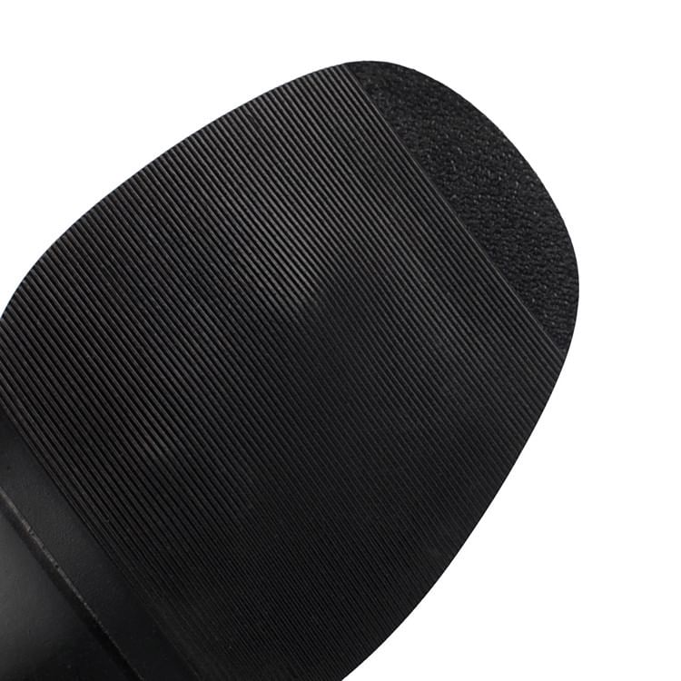 Chunky Washed Denim Boots Tall Heel Thong