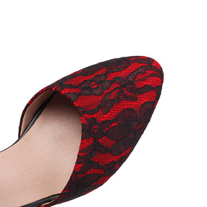 Panel Heel Low Sandals D'Orsay Lace