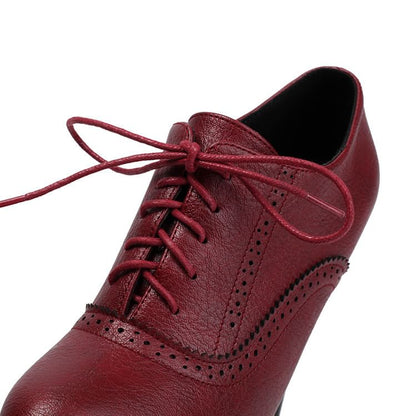 Heel Platform Brogue Stiletto Lace-Up Shoes