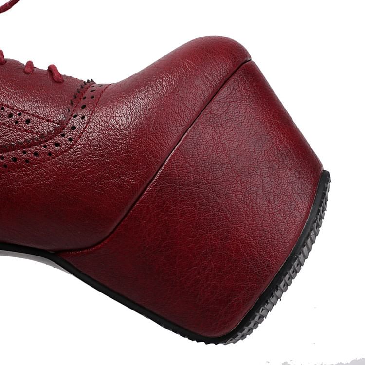 Heel Platform Brogue Stiletto Lace-Up Shoes