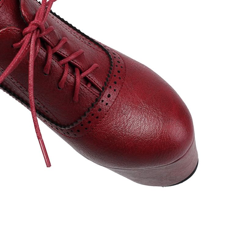 Heel Platform Brogue Stiletto Lace-Up Shoes
