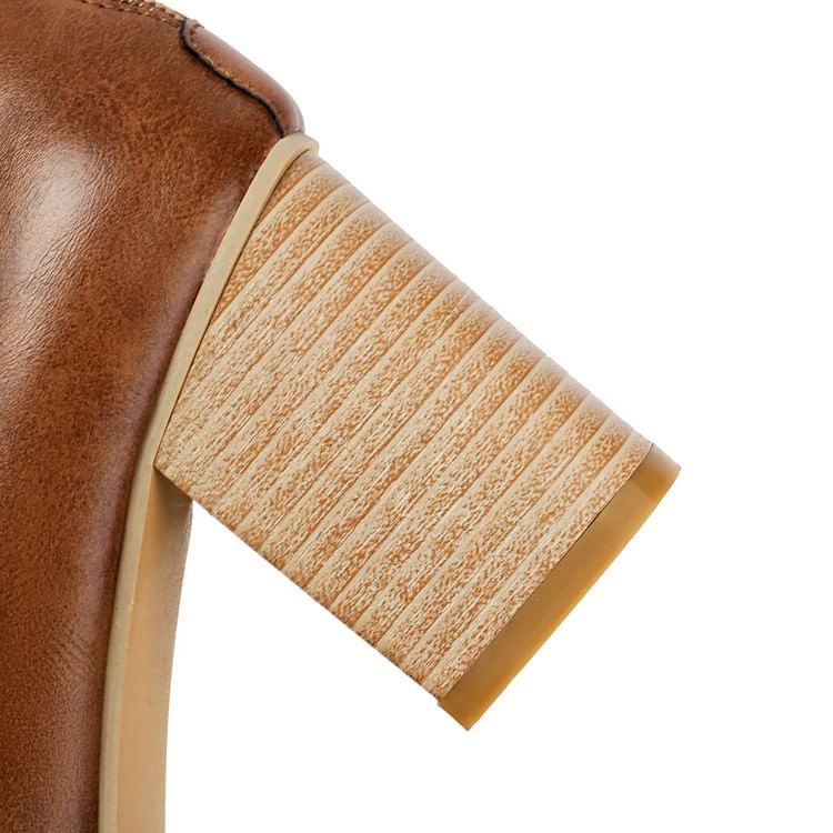 Chunky Jane Pumps Toe Mary Heel Round