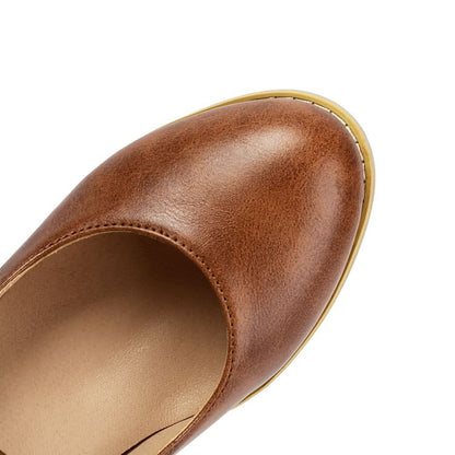 Chunky Jane Pumps Toe Mary Heel Round