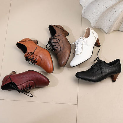 Low Shoes Heel Lace-Up Plain Brogue
