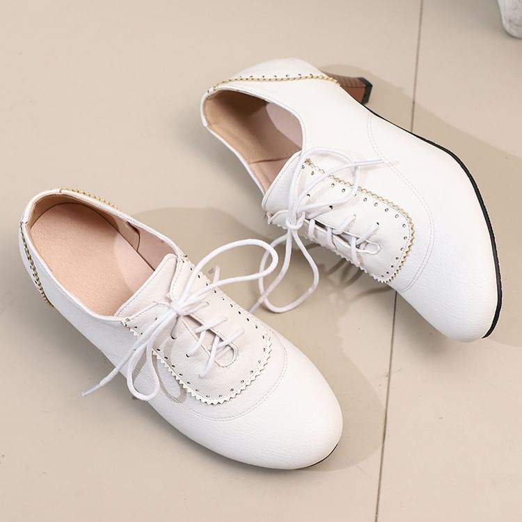 Low Shoes Heel Lace-Up Plain Brogue