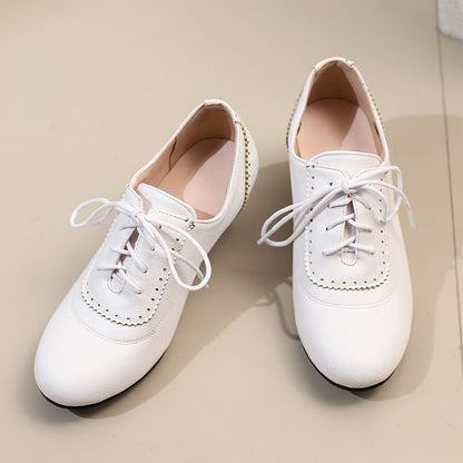 Low Shoes Heel Lace-Up Plain Brogue