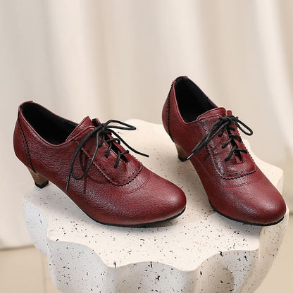 Low Shoes Heel Lace-Up Plain Brogue