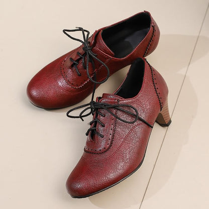 Low Shoes Heel Lace-Up Plain Brogue