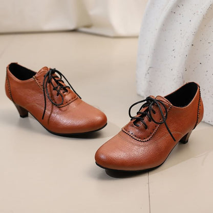 Low Shoes Heel Lace-Up Plain Brogue