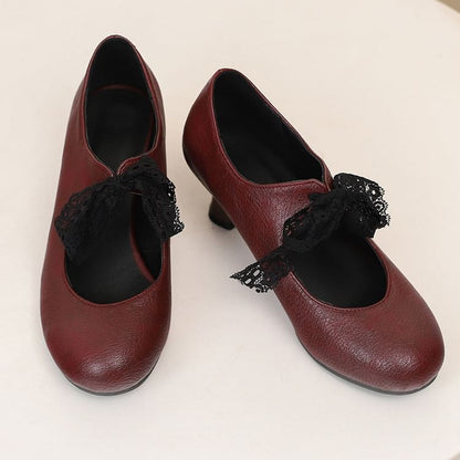Lace Mary Pumps Jane Low Heel Plain