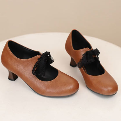 Lace Mary Pumps Jane Low Heel Plain