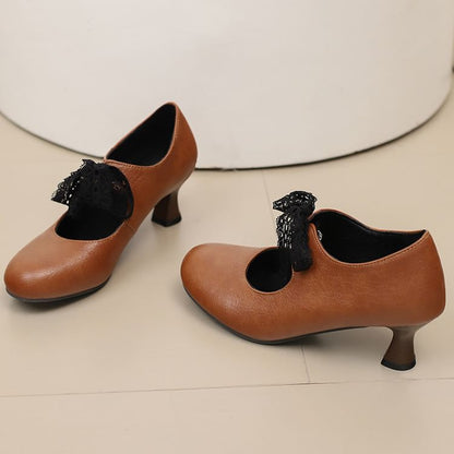 Lace Mary Pumps Jane Low Heel Plain