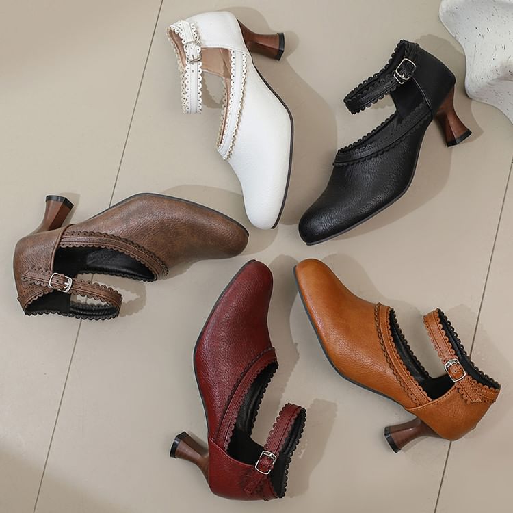 Low Heel Mary Pumps Plain Jane