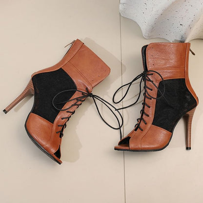 Heel Panel Peep-Toe Lace High Sandals