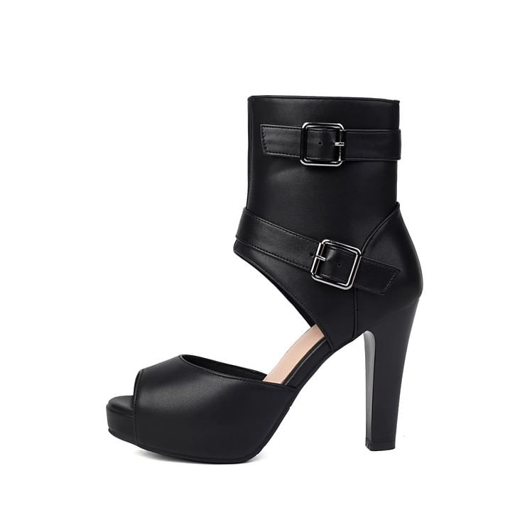 Thong High Boots Peep-Toe Short Heel