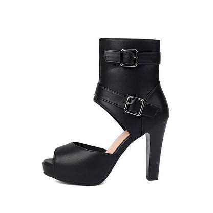 Thong High Boots Peep-Toe Short Heel