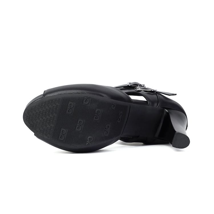 Thong High Boots Peep-Toe Short Heel