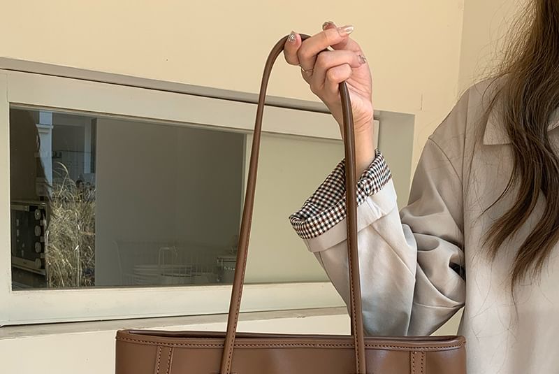 Bag Plain Faux Tote Leather