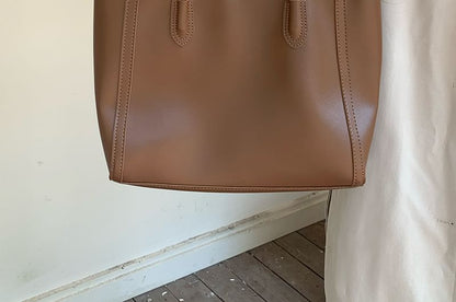 Bag Plain Faux Tote Leather